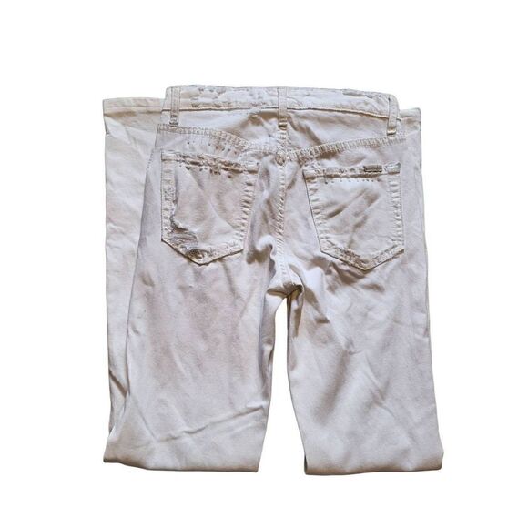 Joe's Jeans High Rise Distressed Flare Jeans Button Front White Women's 26 - Picture 2 of 5